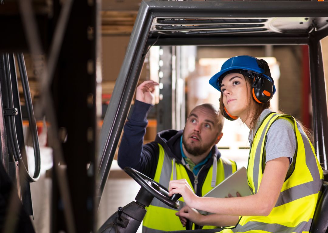 Forklift operations in warehouse